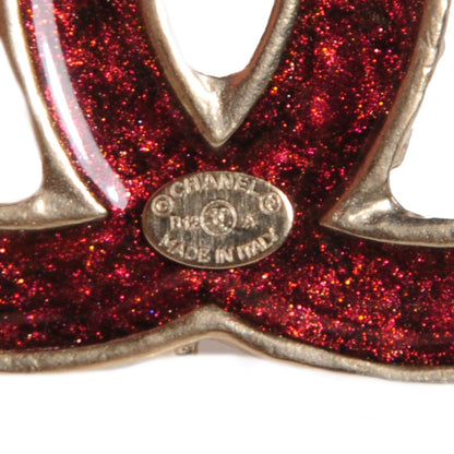 Chanel Enamel Gripoix Poured Glass CC Brooch Gold 5 of 5