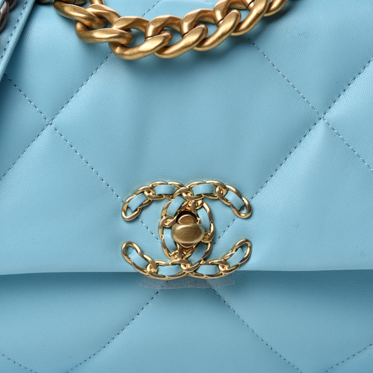 Chanel Shiny Lambskin Quilted Medium Chanel 19 Flap Light Blue 10 of 11