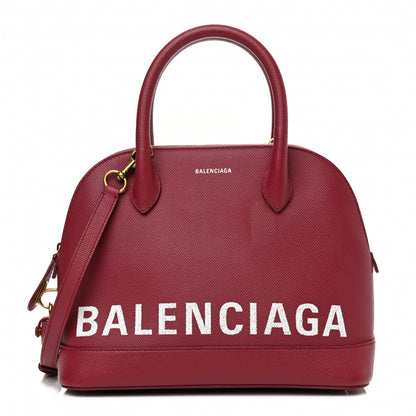 Balenciaga Signature Grained Calfskin Logo S Ville Top Handle Bag Rouge Grenat White 1 of 13