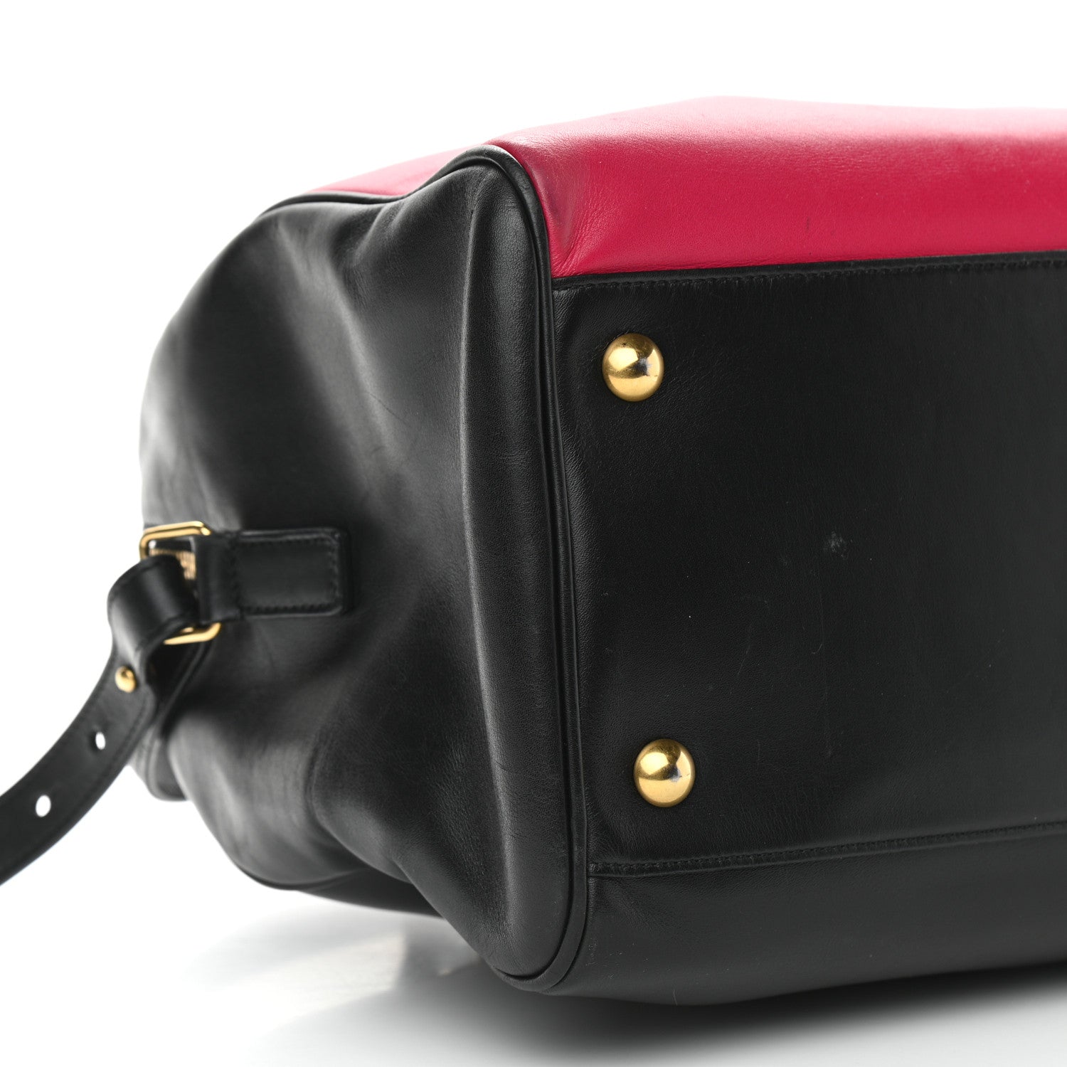 Saint Laurent Smooth Calfskin Bi-Color Duffle 6 Fuchsia Black 9 of 16