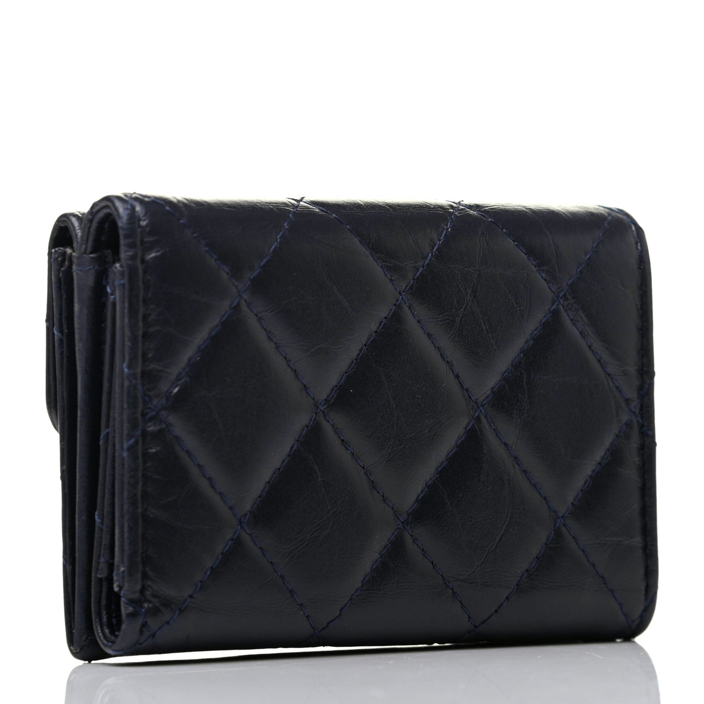 Aged Calfskin Quilted Reissue Compact Wallet Navy