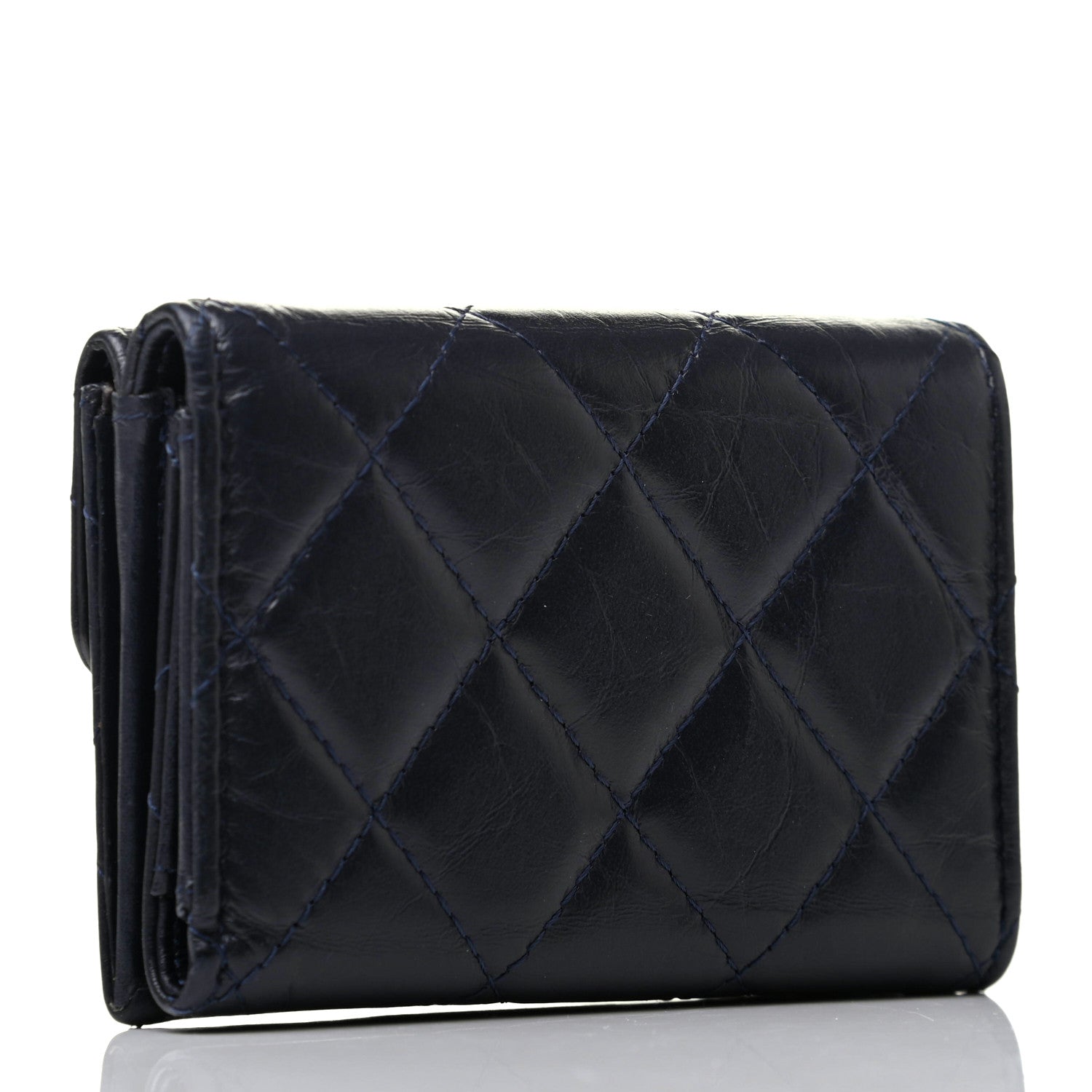 Chanel Aged Calfskin Quilted Reissue Compact Wallet Navy 3 of 8