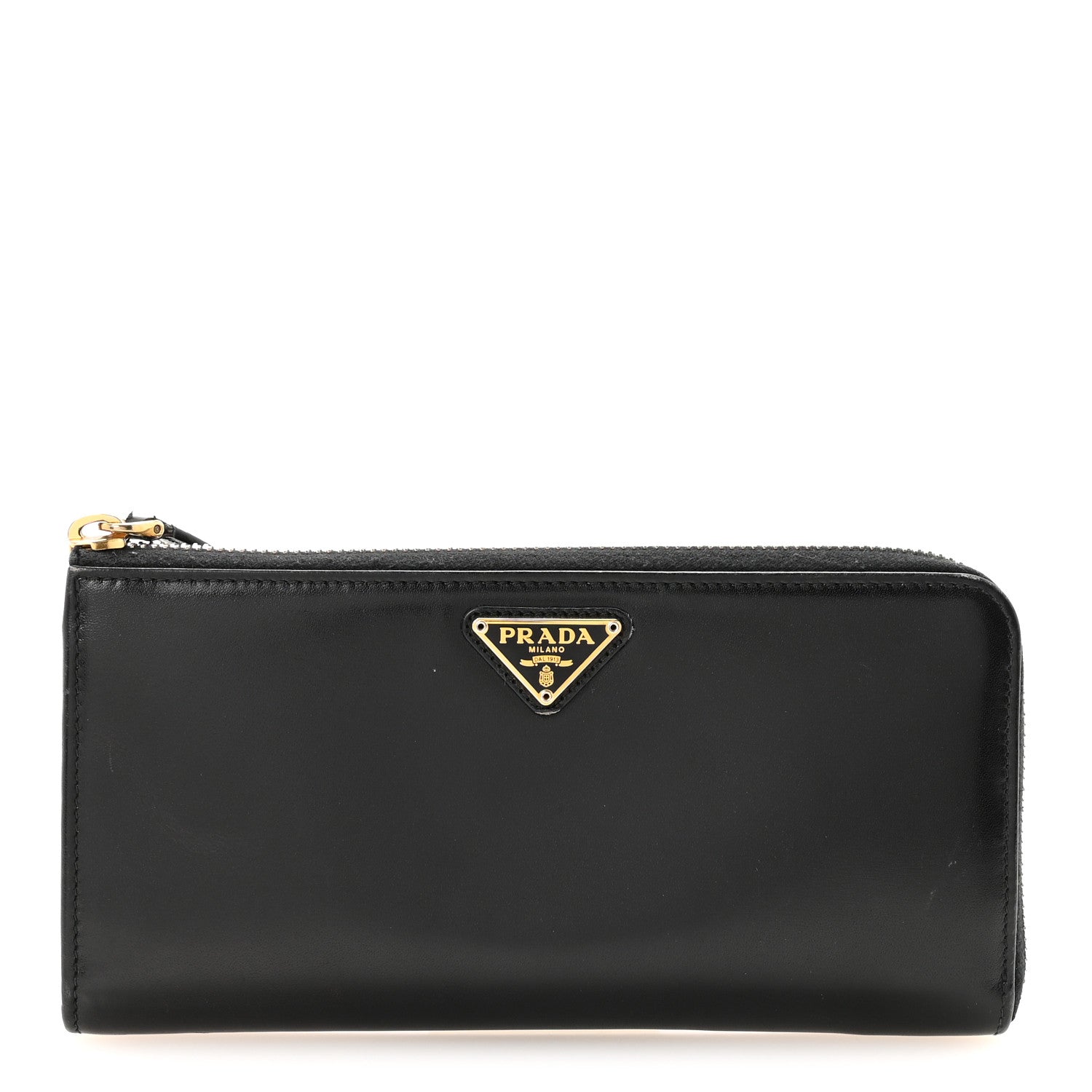 Prada Spazzolato Triangle Half Zip Wallet Black 1 of 6
