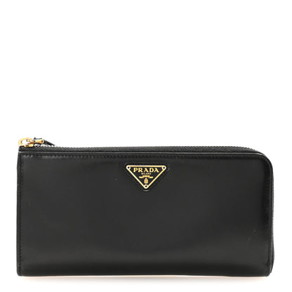 Prada Spazzolato Triangle Half Zip Wallet Black 1 of 6