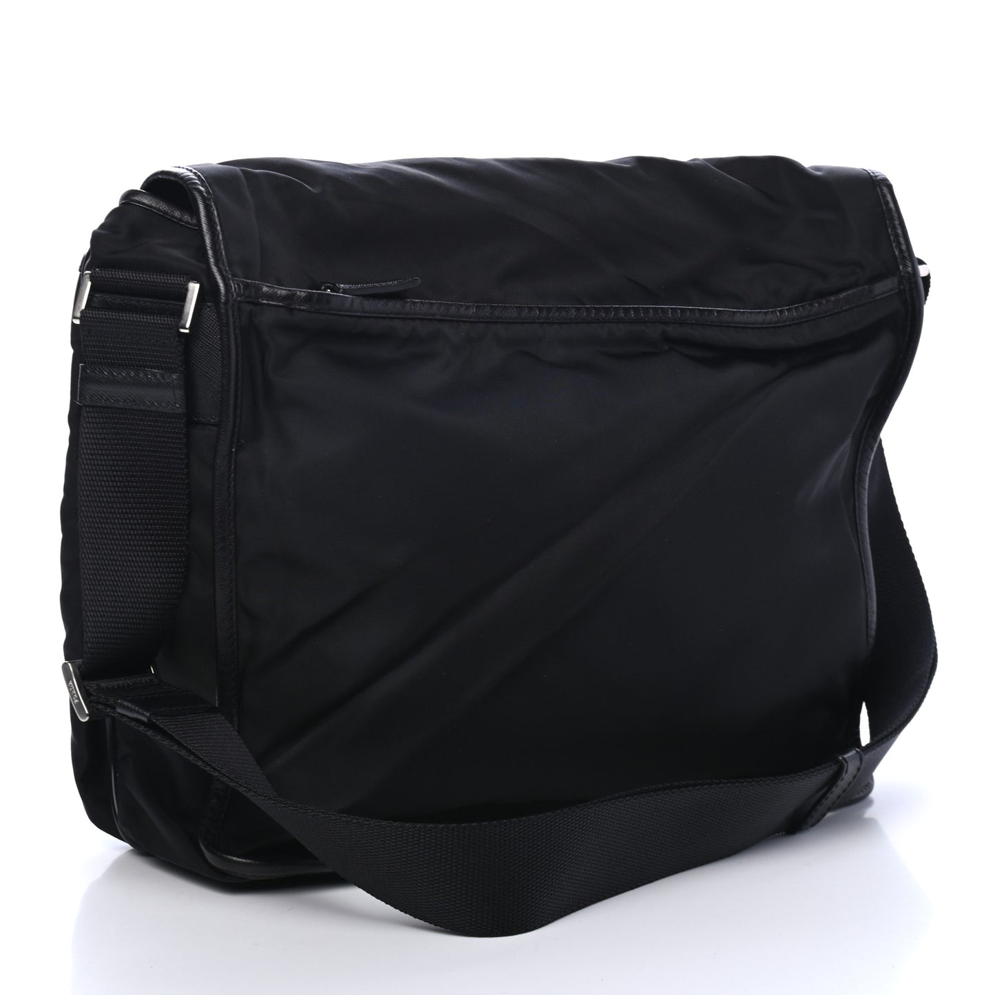 Tessuto Nylon Saffiano Logo Messenger Bag Black
