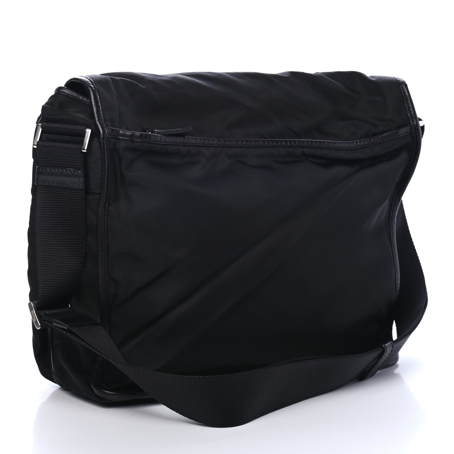 Prada Tessuto Nylon Saffiano Logo Messenger Bag Black 3 of 4