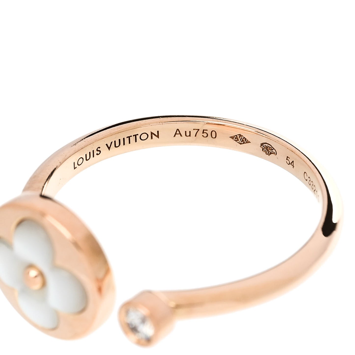 18K Pink Gold Diamond Mother of Pearl Mini Color Blossom Sun Ring 54 7