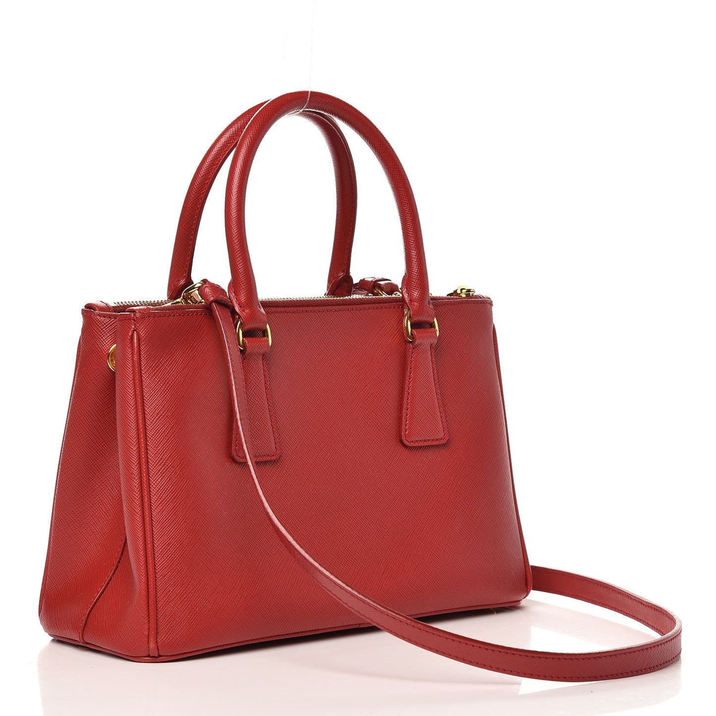 Saffiano Mini Galleria Double Zip Tote Fuoco