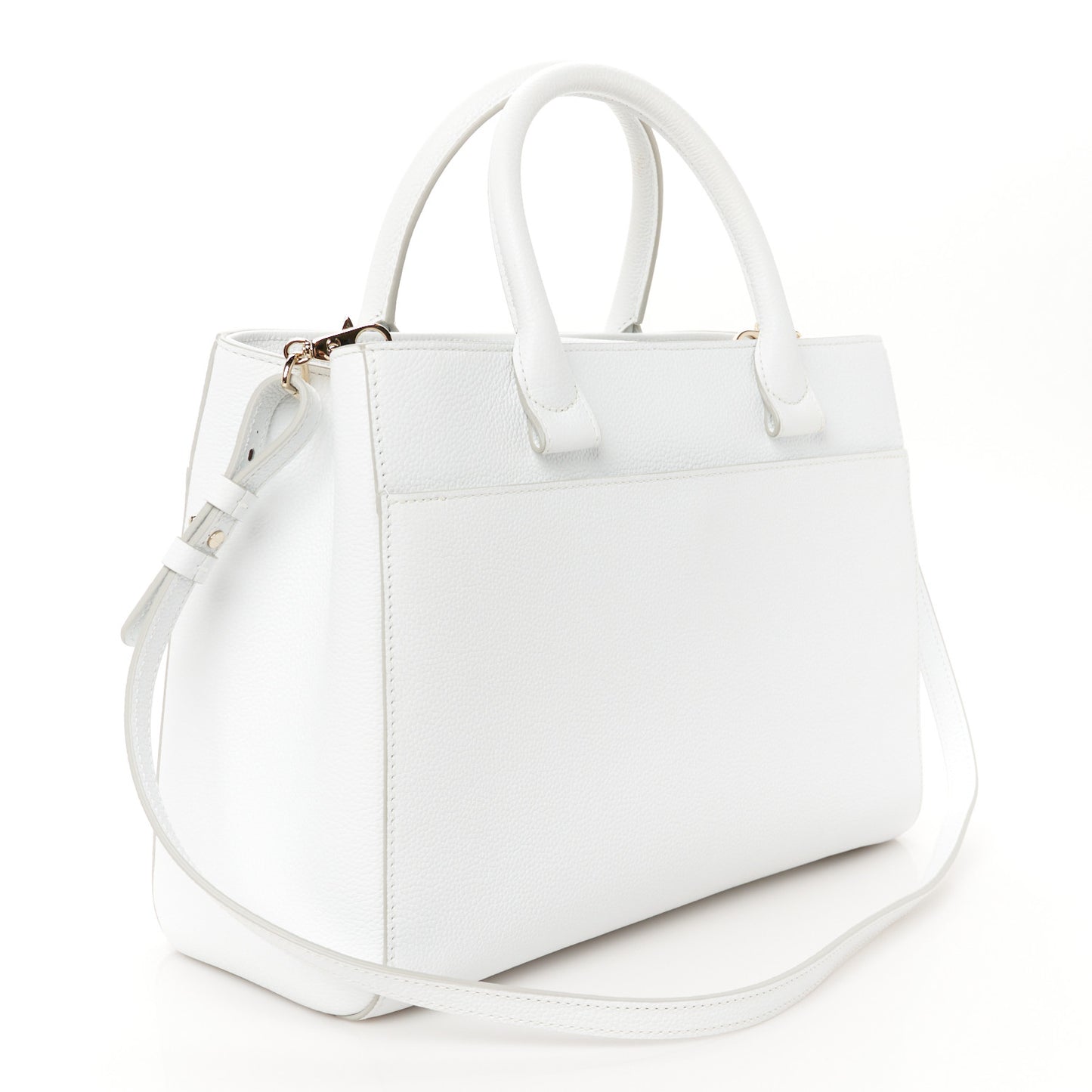 Grained Calfskin Small Neo Executive Shopper Tote White