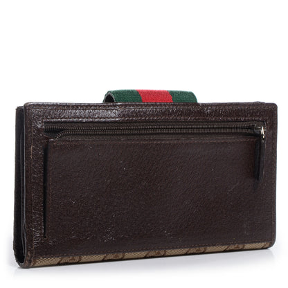 Gucci Monogram Calfskin Ladies Web Continental Wallet Beige Ebony Cocoa 3 of 7