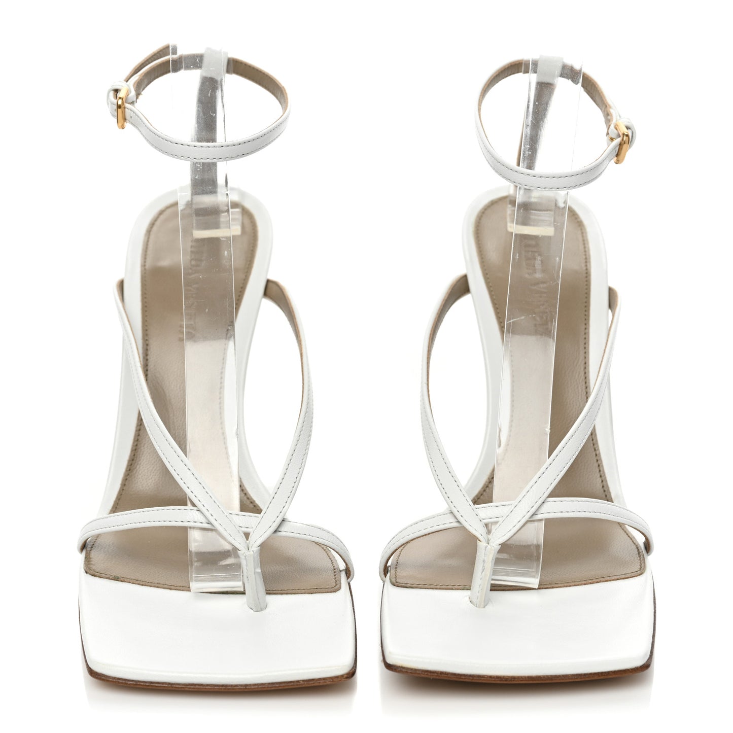 Lambskin Stretch Multi Strap 90mm Sandals 36.5 Optic White