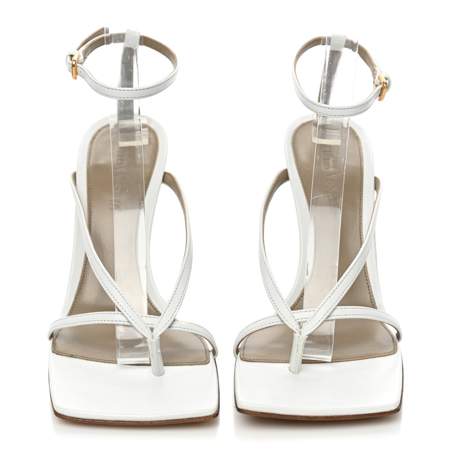 Bottega Veneta Lambskin Stretch Multi Strap 90mm Sandals 36.5 Optic White 2 of 8