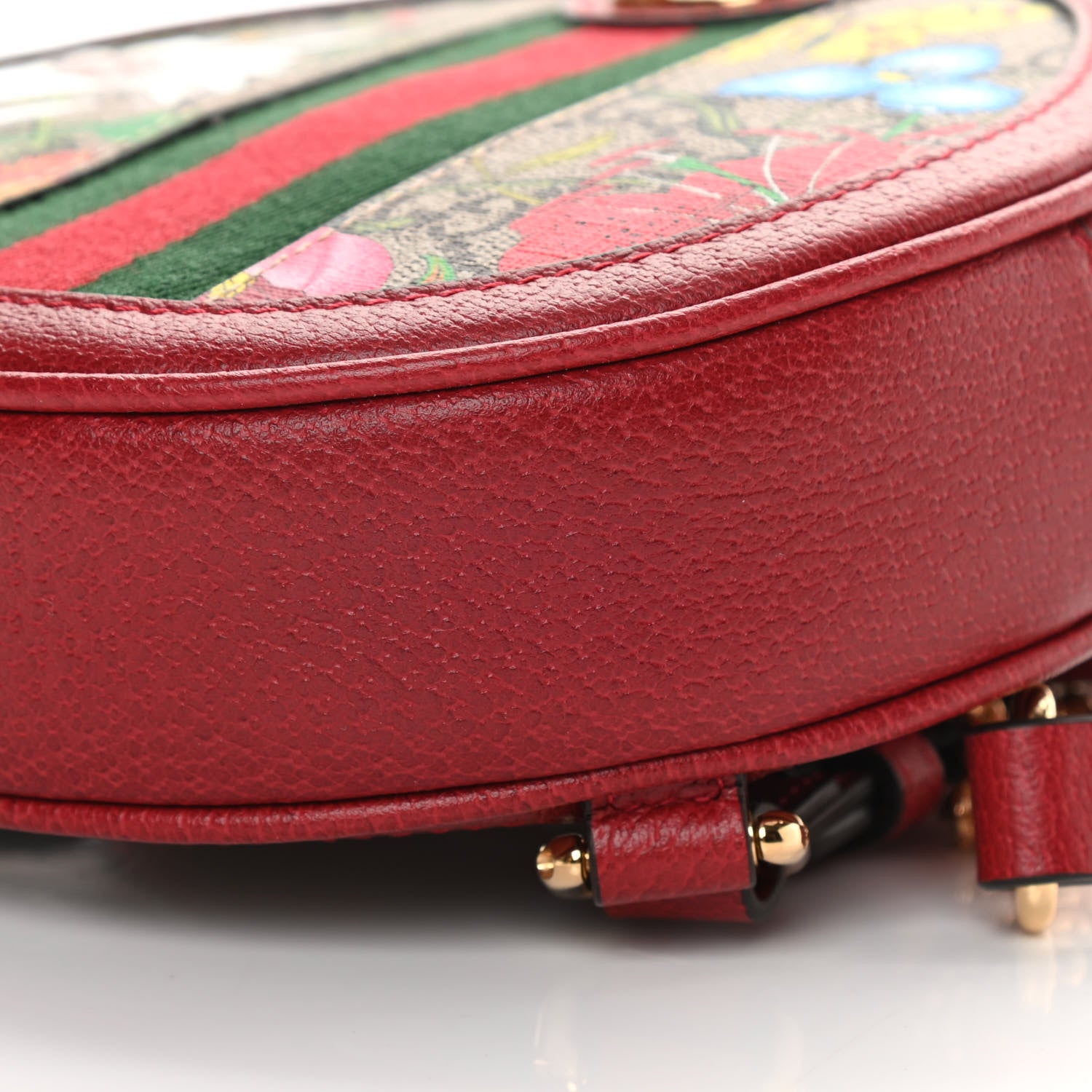 Gucci GG Supreme Monogram Web Flora Mini Ophidia Round Backpack Red 10 of 10
