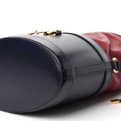 Gucci Azalea Sakai Be Green Calfskin Horsebit 1955 Drawstring Bucket Bag Blue New Cherry Red 7 of 10