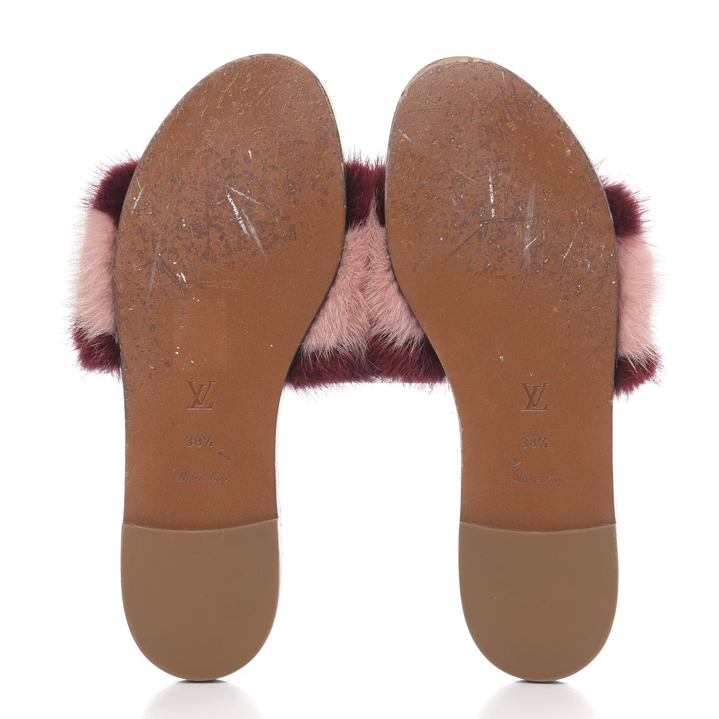 Mink Fur Lock It Flat Mule 38.5 Bordeaux
