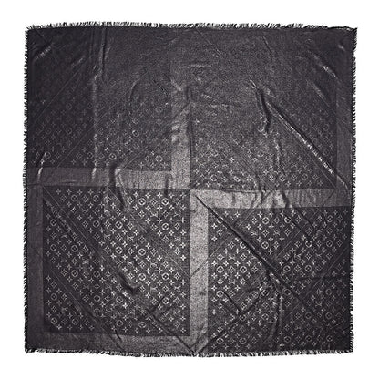 Louis Vuitton Silk Wool Monogram Shine Shawl Black 1 of 3