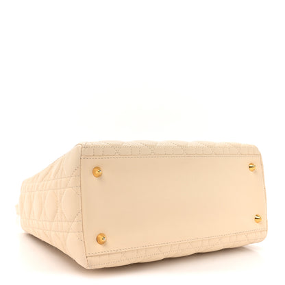 Christian Dior Lambskin Cannage Medium Lady Dior Beige 4 of 16