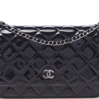 Chanel Patent Quilted Wallet On Chain WOC Black 11 of 12