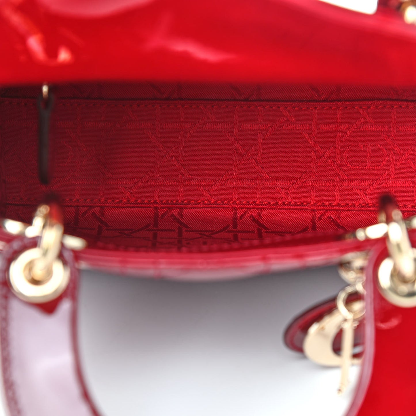 Patent Cannage Mini Lady Dior Red