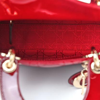 Christian Dior Patent Cannage Mini Lady Dior Red 5 of 9