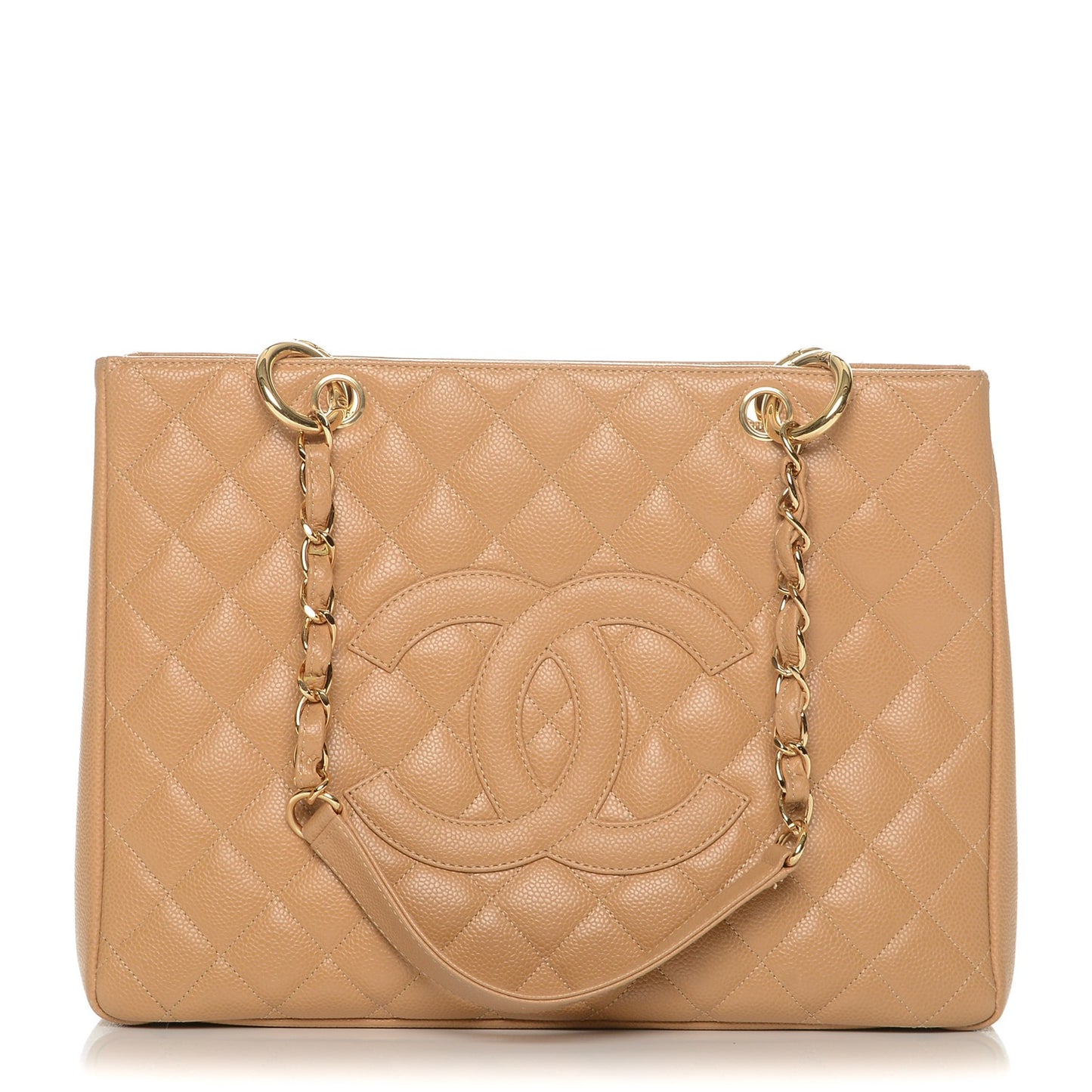 Caviar Quilted Grand Shopping Tote GST Beige