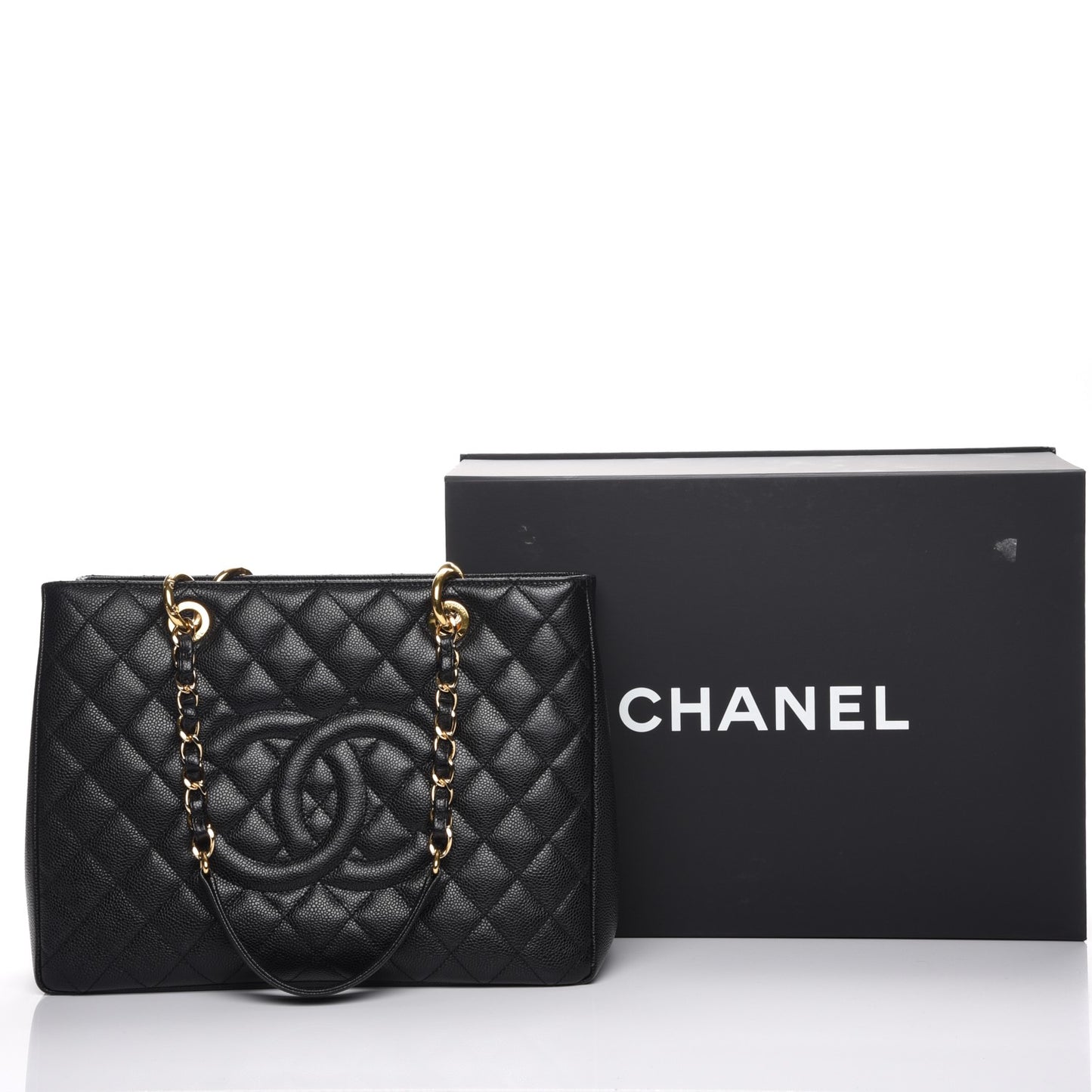 Caviar Quilted Grand Shopping Tote GST Black