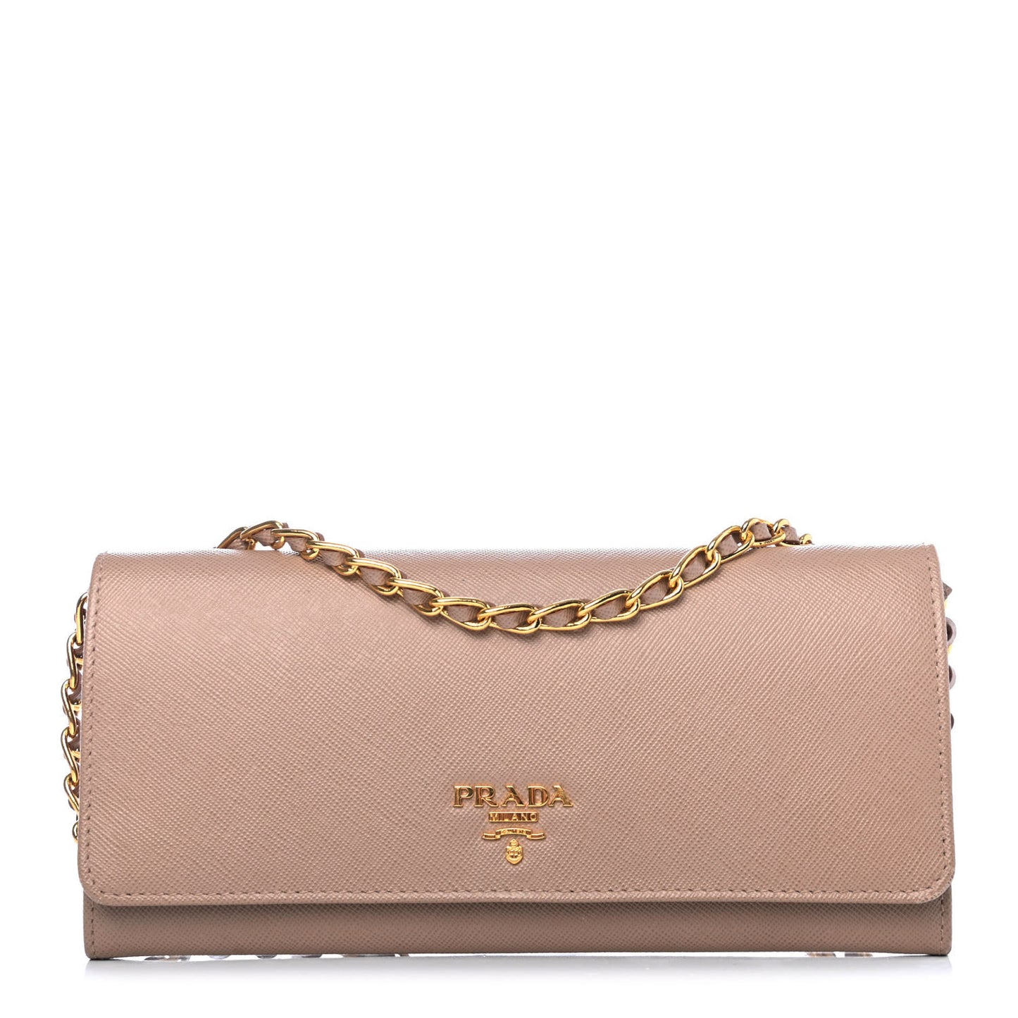 Saffiano Metal Oro Chain Wallet Cammeo