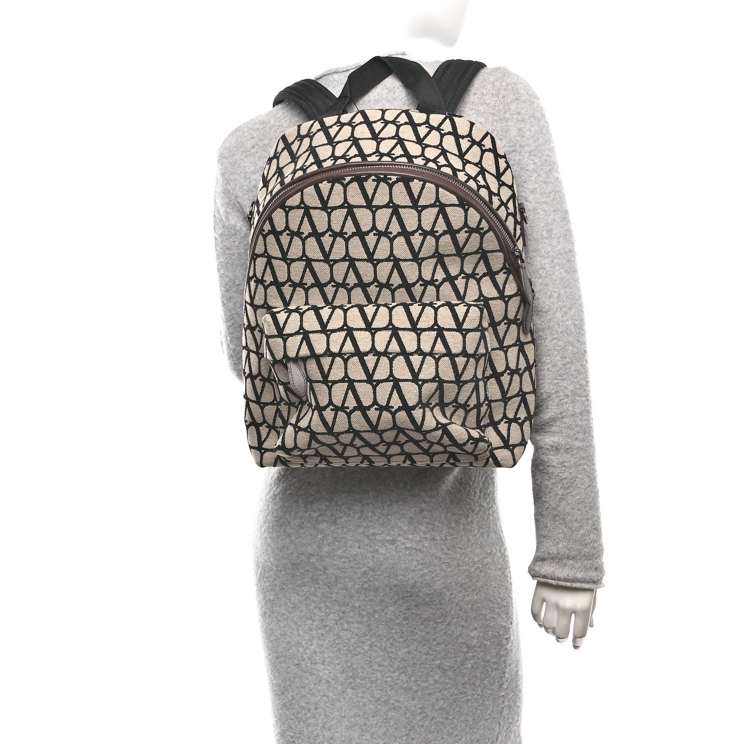 Valentino Garavani Toile Iconographe Backpack Naturale Black Fondant 2 of 9