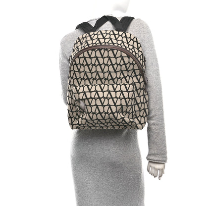 Valentino Garavani Toile Iconographe Backpack Naturale Black Fondant 2 of 9