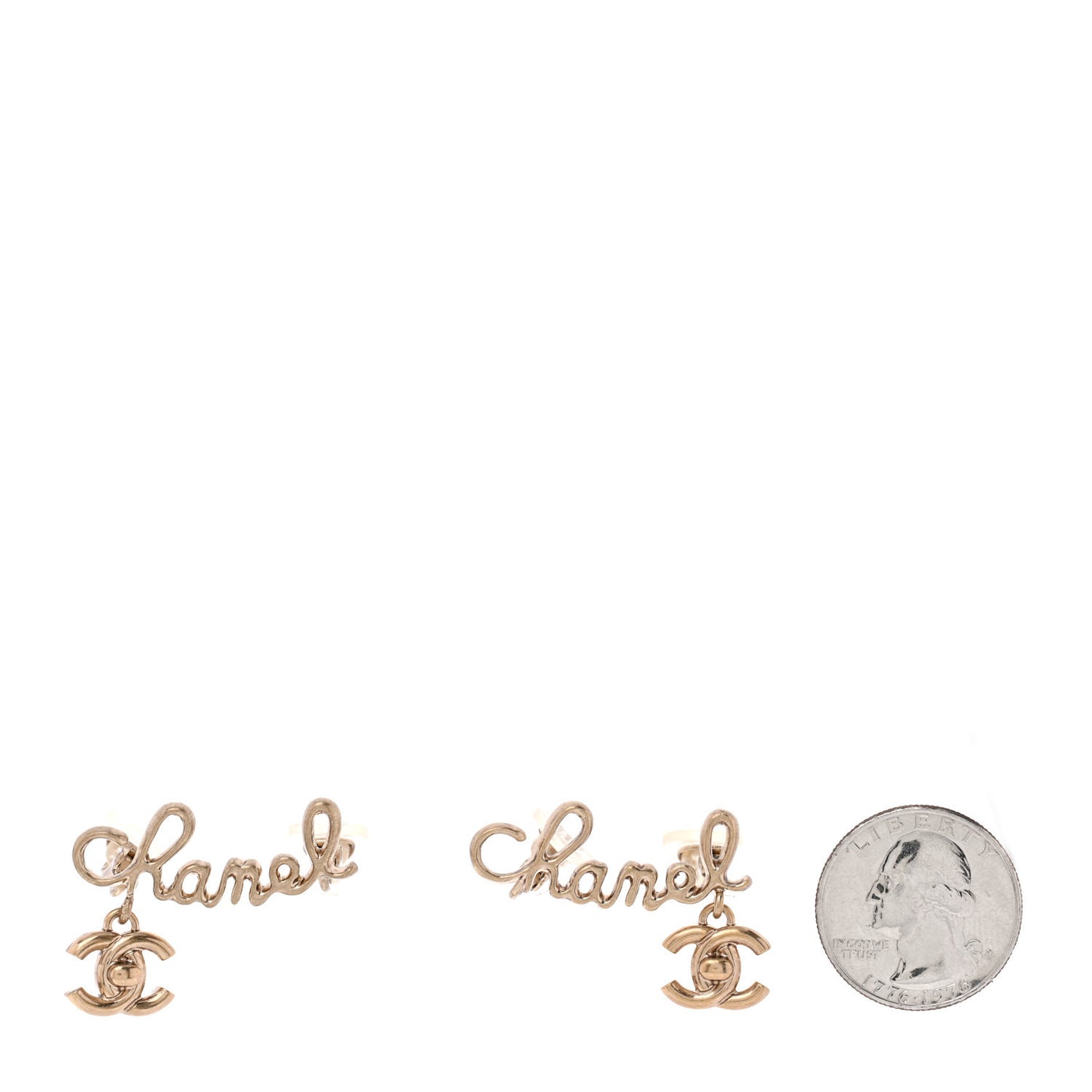 Metal Logo CC Turnlock Clip On Earrings Gold