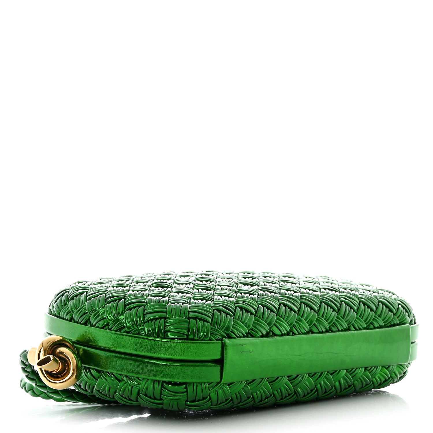 Bottega Veneta Metallic Calfskin Intrecciato Knot On Strap Envy 4 of 9