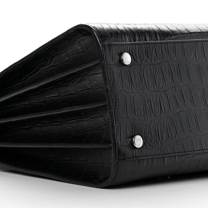 Saint Laurent Calfskin Crocodile Embossed Small Sac de Jour Black 9 of 13