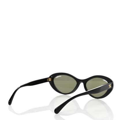 Chanel Acetate Oval Sunglasses 5416 Black Beige 4 of 8