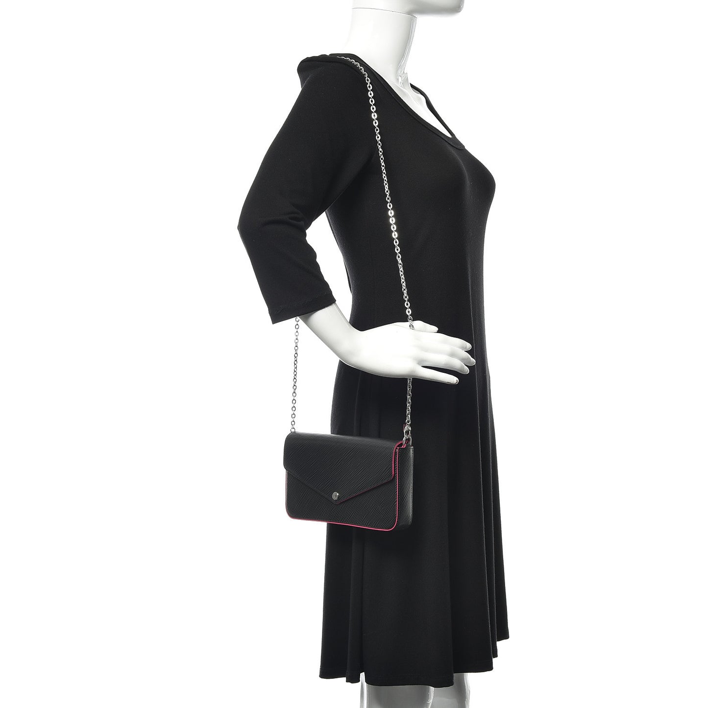 Epi Pochette Felicie Black Hot Pink