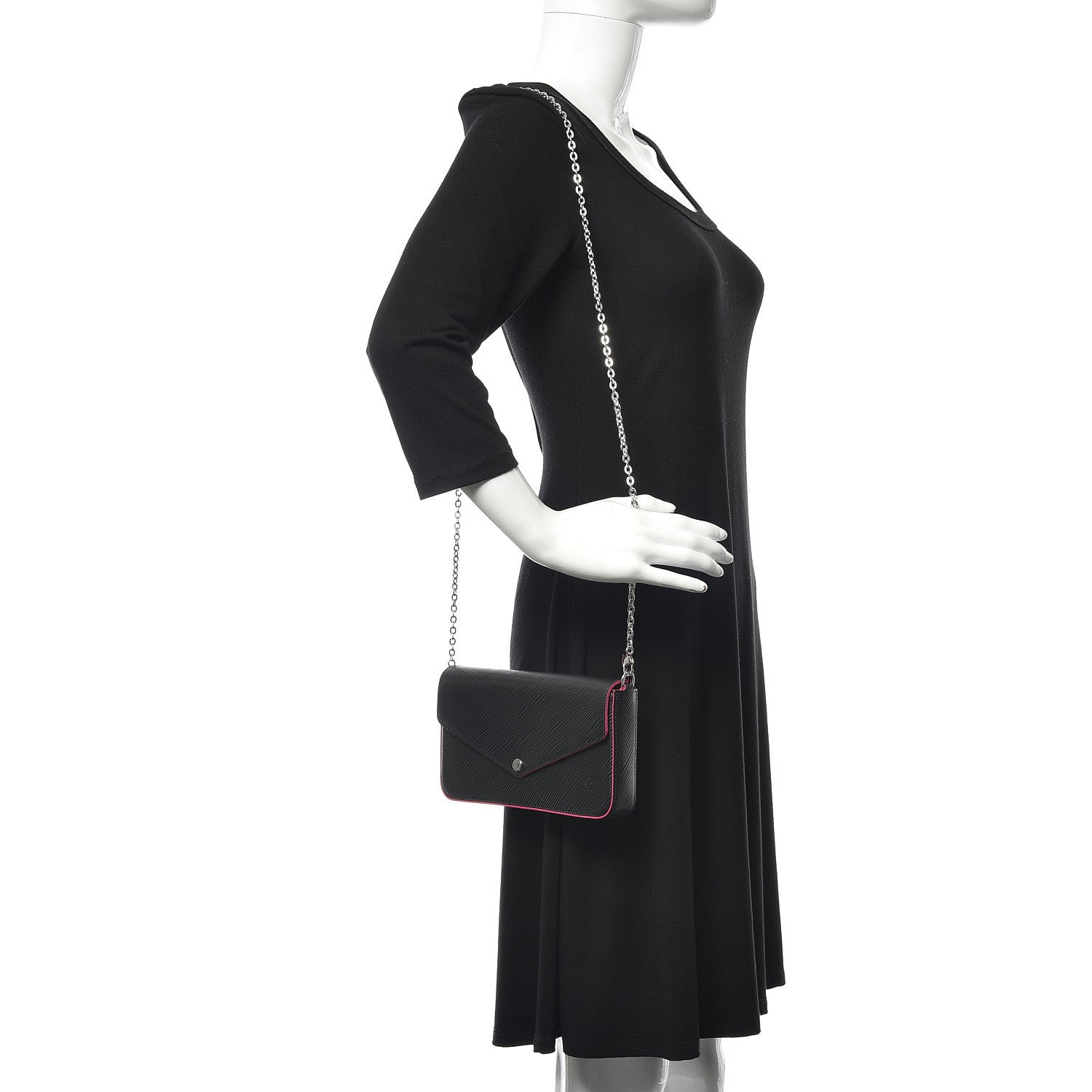 Louis Vuitton Epi Pochette Felicie Black Hot Pink 2 of 12
