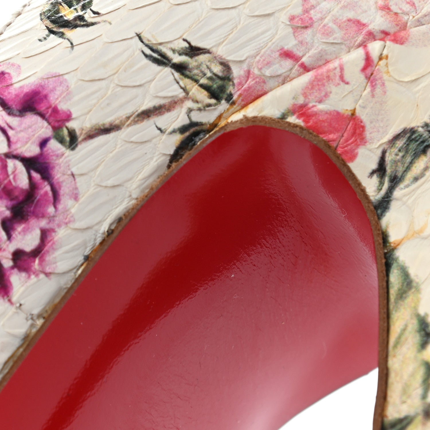 Christian Louboutin Watersnake Fiori Fetish Peep 150 Pumps 38.5 Latte Pompadour 10 of 12