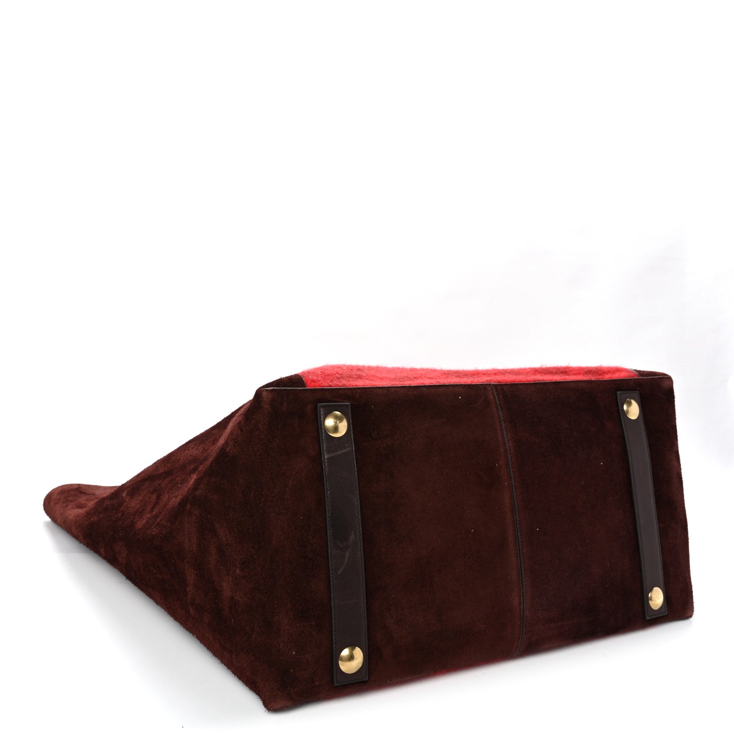 Burberry Suede Calfskin Wool Nova Check XL Shield Tote Ripple 4 of 9