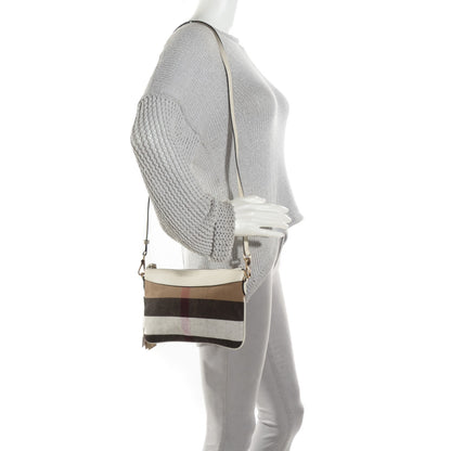 Burberry Mega Check Peyton Crossbody Clutch Bag White 2 of 8