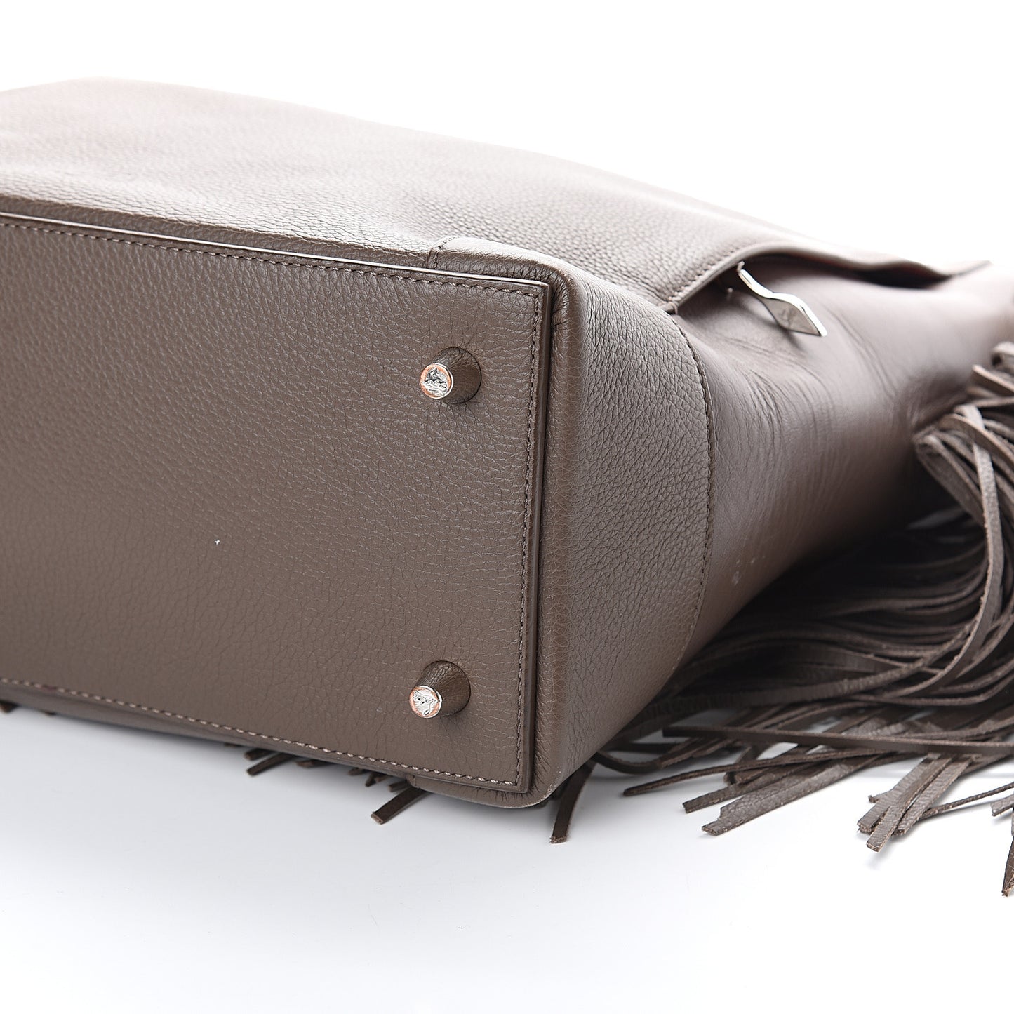 Empire Calfskin Spikes Fringe Eloise Hobo Grey