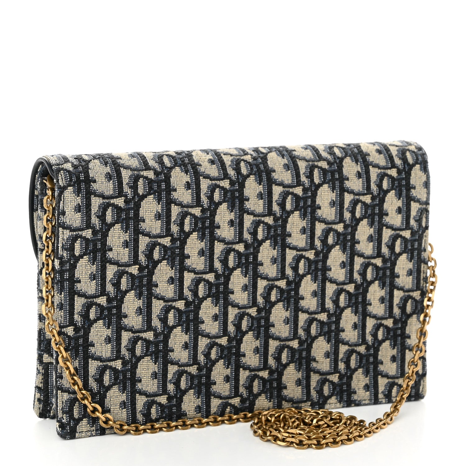 Christian Dior Oblique Saddle Chain Pouch Blue 3 of 9