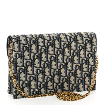Christian Dior Oblique Saddle Chain Pouch Blue 3 of 9