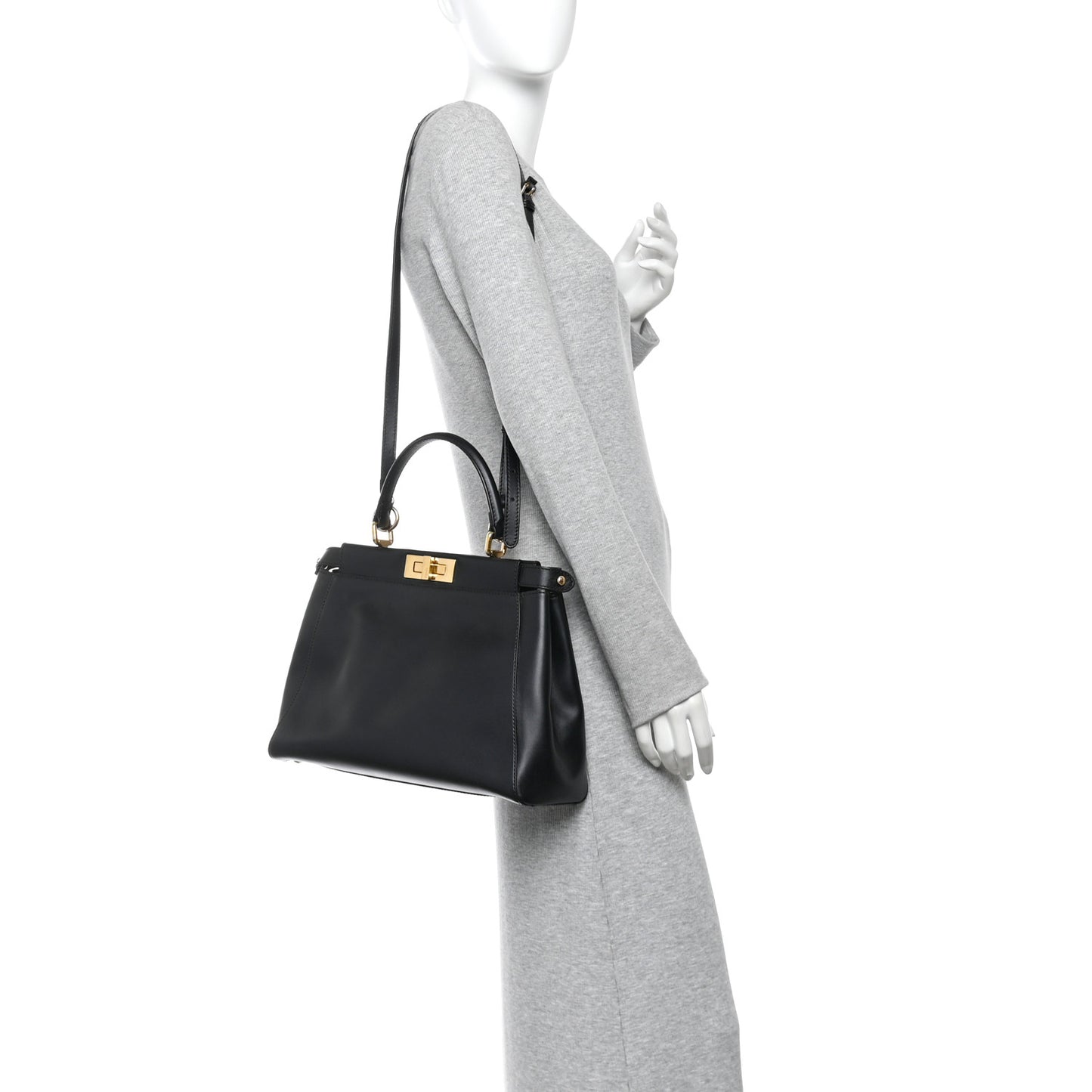 Vitello Morgan Fabric Jacquard Pequin Medium Peekaboo Iconic Satchel Black Tobacco