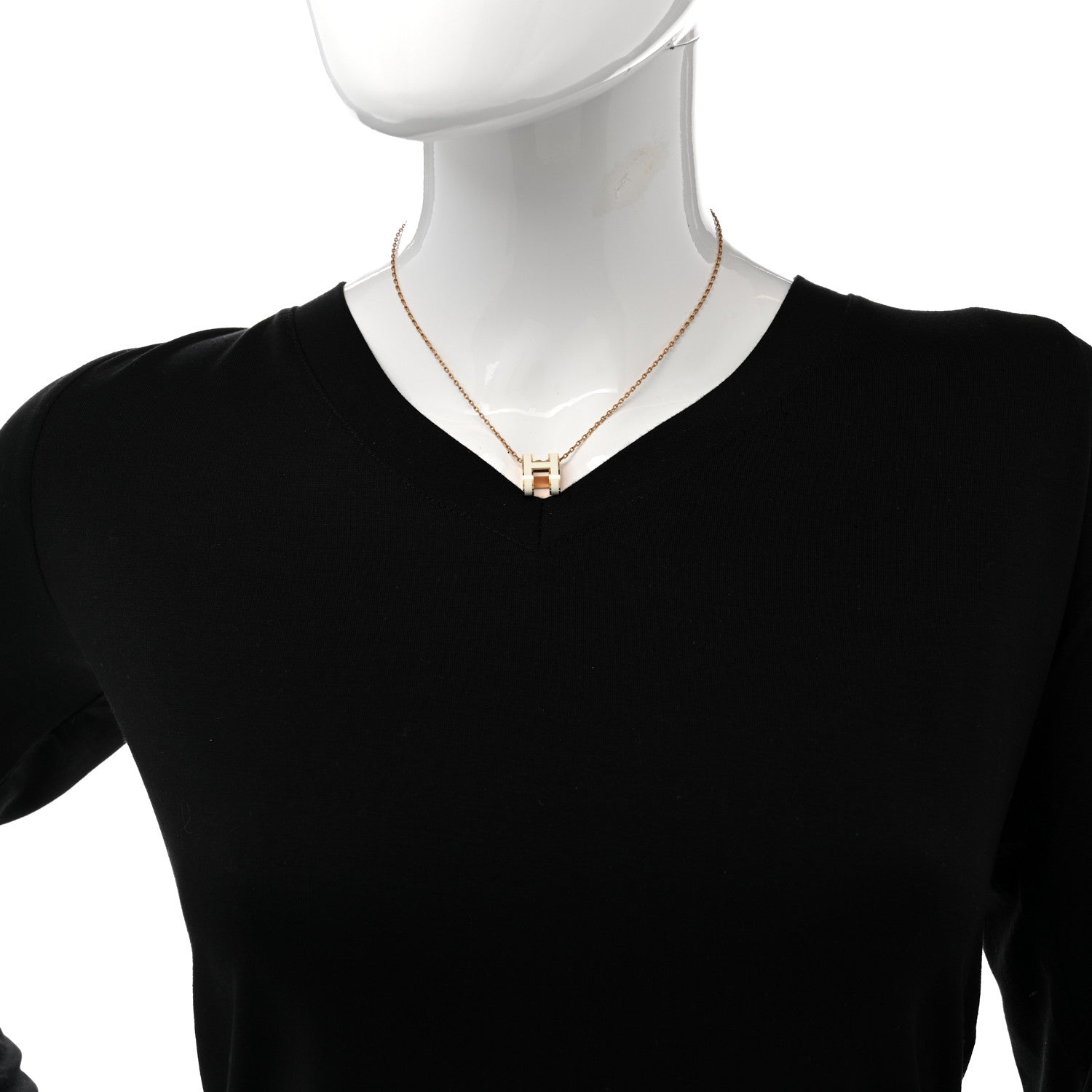Hermes Lacquered Rose Gold Pop H Pendant Necklace White 2 of 8