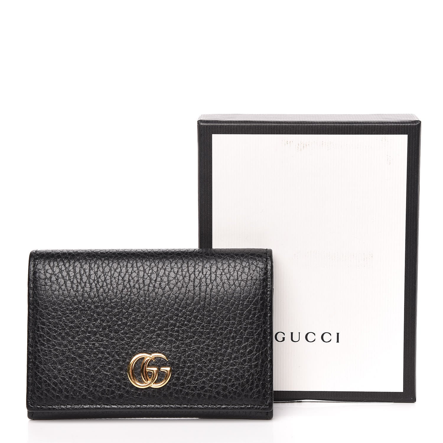 Gucci Pebbled Calfskin GG Marmont Card Case Black 8 of 8