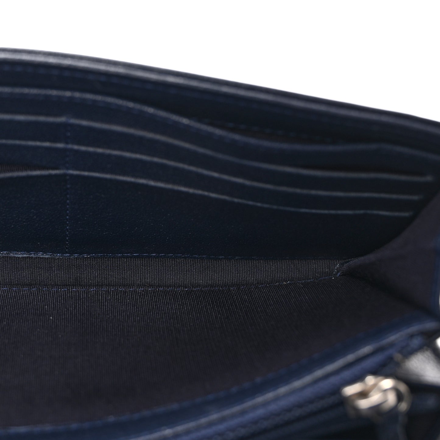 Sheepskin Quilted Mademoiselle Vintage Zip Around Wallet Navy
