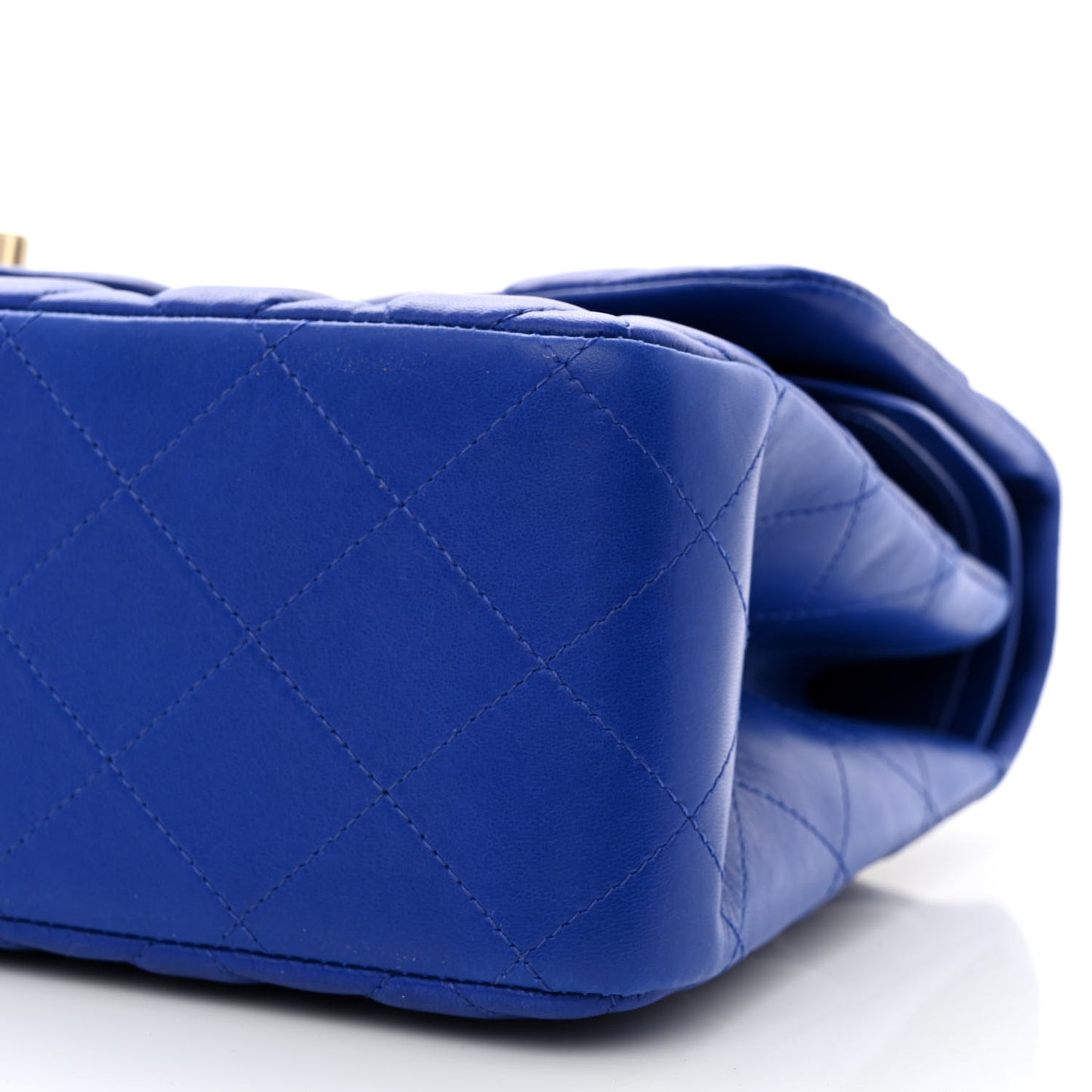 Lambskin Quilted Jumbo Double Flap Blue