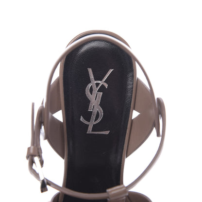 Saint Laurent Patent Tribute 105 Platform Sandals 37 Taupe 8 of 8