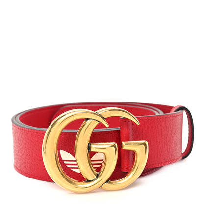 Gucci X ADIDAS Textured Dollar Calfskin Double G 40mm Belt 90 36 Hibiscus Red 1 of 5