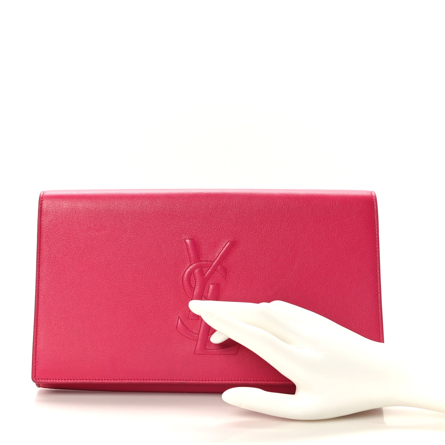 Calfskin Monogram Large Belle De Jour Clutch Lipstick Fuchsia