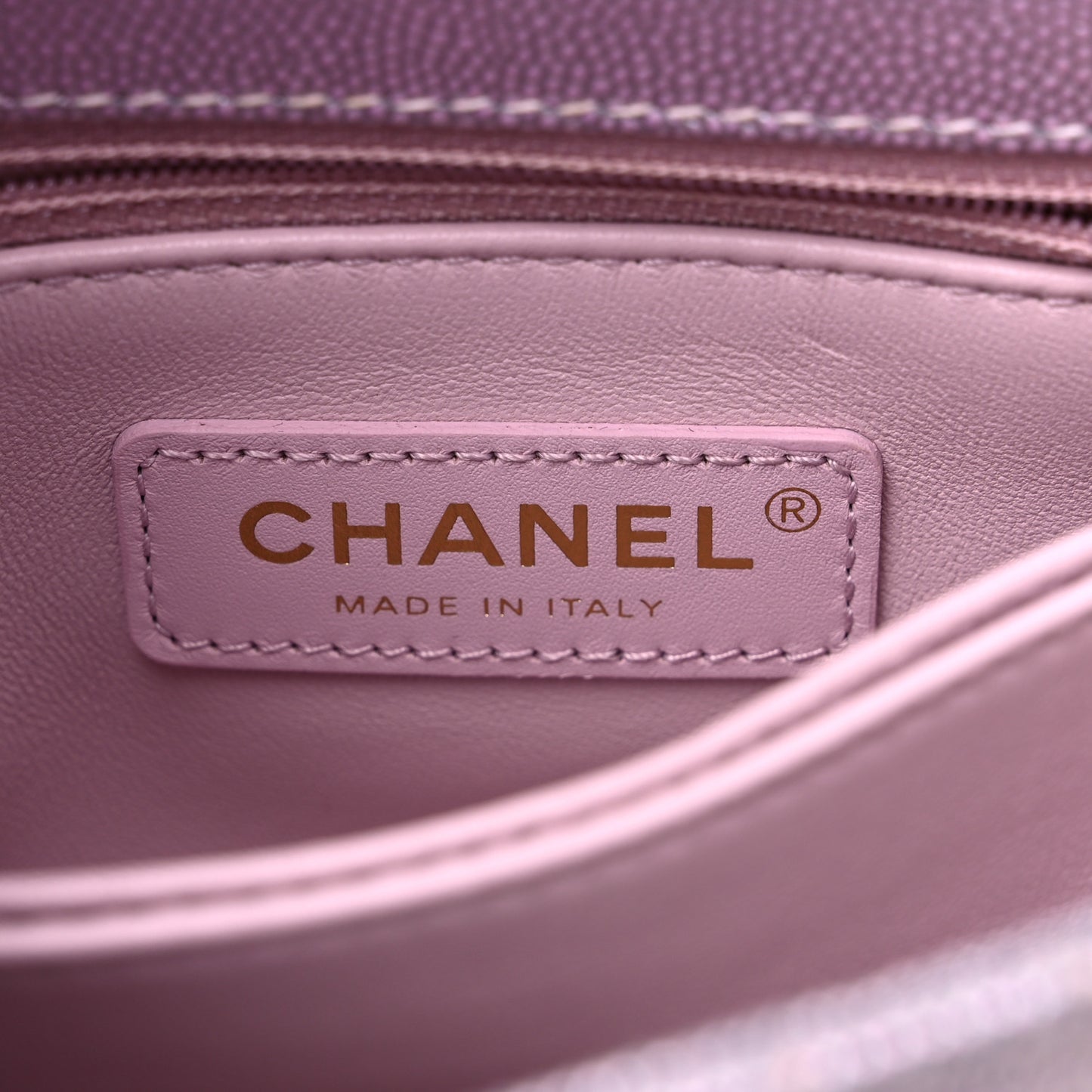 Iridescent Caviar Quilted Extra Mini Coco Handle Flap Purple